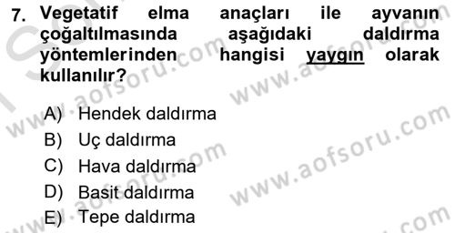 Bahçe Tarımı 1 Dersi 2019 - 2020 Yılı (Final) Dönem Sonu Sınav Soruları 7. Soru