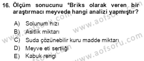 Bahçe Tarımı 1 Dersi 2020 - 2021 Yılı Yaz Okulu Sınav Soruları 16. Soru