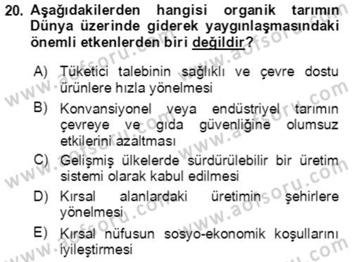 Bahçe Tarımı 1 Dersi 2020 - 2021 Yılı Yaz Okulu Sınav Soruları 20. Soru