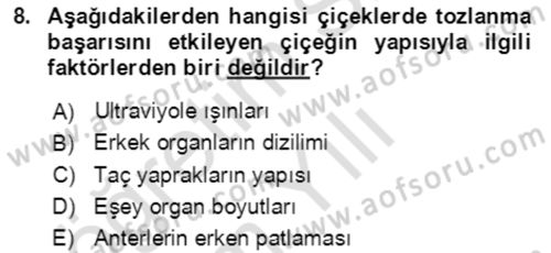 Bahçe Tarımı 1 Dersi 2020 - 2021 Yılı Yaz Okulu Sınav Soruları 8. Soru
