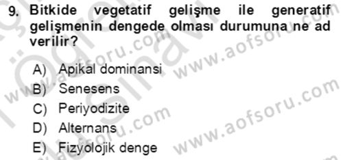 Bahçe Tarımı 1 Dersi 2020 - 2021 Yılı Yaz Okulu Sınav Soruları 9. Soru