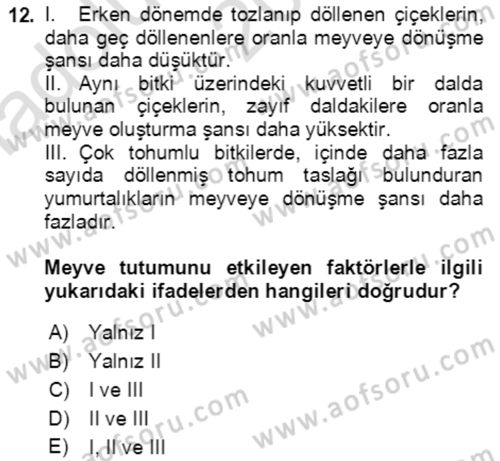 Bahçe Tarımı 1 Dersi 2021 - 2022 Yılı (Vize) Ara Sınav Soruları 12. Soru