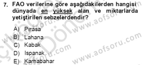 Bahçe Tarımı 1 Dersi 2021 - 2022 Yılı (Vize) Ara Sınav Soruları 7. Soru