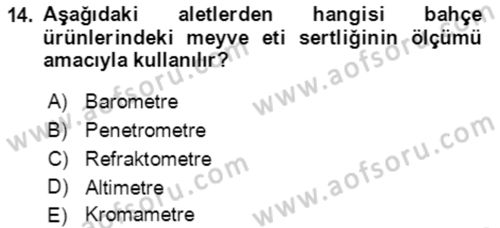 Bahçe Tarımı 1 Dersi 2021 - 2022 Yılı (Final) Dönem Sonu Sınav Soruları 14. Soru