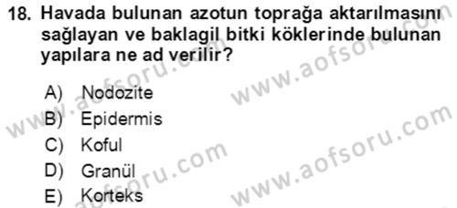 Bahçe Tarımı 1 Dersi 2021 - 2022 Yılı (Final) Dönem Sonu Sınav Soruları 18. Soru