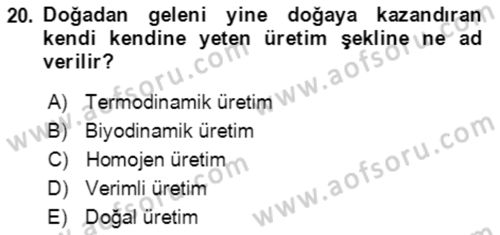 Bahçe Tarımı 1 Dersi 2021 - 2022 Yılı (Final) Dönem Sonu Sınav Soruları 20. Soru