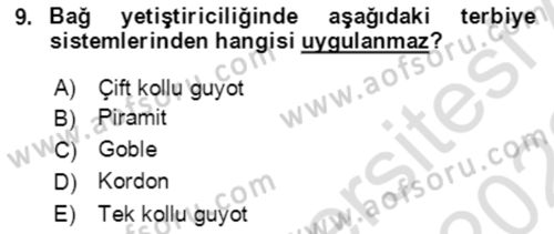 Bahçe Tarımı 1 Dersi 2021 - 2022 Yılı (Final) Dönem Sonu Sınav Soruları 9. Soru