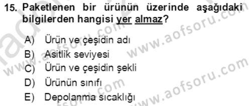 Bahçe Tarımı 1 Dersi 2021 - 2022 Yılı Yaz Okulu Sınav Soruları 15. Soru