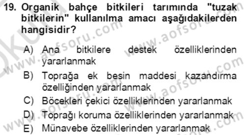 Bahçe Tarımı 1 Dersi 2021 - 2022 Yılı Yaz Okulu Sınav Soruları 19. Soru