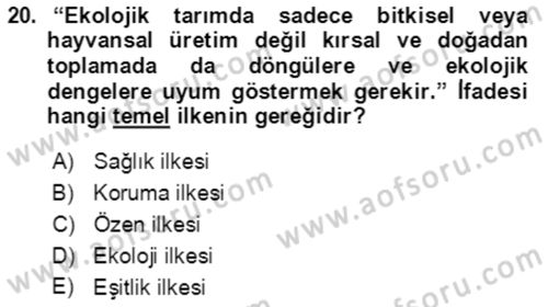 Bahçe Tarımı 1 Dersi 2021 - 2022 Yılı Yaz Okulu Sınav Soruları 20. Soru