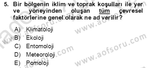 Bahçe Tarımı 1 Dersi 2021 - 2022 Yılı Yaz Okulu Sınav Soruları 5. Soru