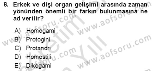 Bahçe Tarımı 1 Dersi 2021 - 2022 Yılı Yaz Okulu Sınav Soruları 8. Soru