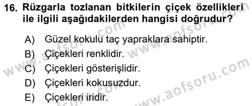 Bahçe Tarımı 1 Dersi 2022 - 2023 Yılı (Vize) Ara Sınav Soruları 16. Soru
