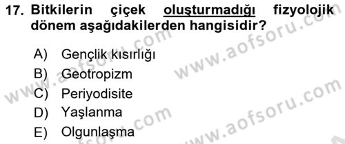 Bahçe Tarımı 1 Dersi 2022 - 2023 Yılı (Vize) Ara Sınav Soruları 17. Soru