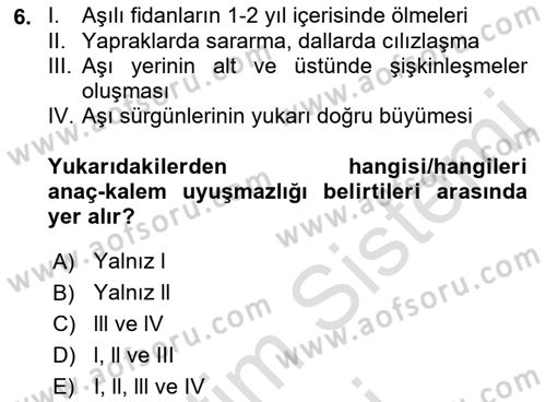 Bahçe Tarımı 1 Dersi 2022 - 2023 Yılı (Final) Dönem Sonu Sınav Soruları 6. Soru