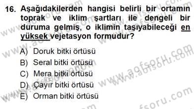 Ekoloji ve Çevre Bilgisi Dersi Ara Sınavı Deneme Sınav Soruları 16. Soru