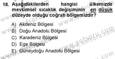 Ekoloji ve Çevre Bilgisi Dersi Ara Sınavı Deneme Sınav Soruları 18. Soru