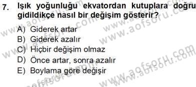 Ekoloji ve Çevre Bilgisi Dersi 2012 - 2013 Yılı (Vize) Ara Sınav Soruları 7. Soru