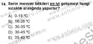 Ekoloji ve Çevre Bilgisi Dersi 2013 - 2014 Yılı (Vize) Ara Sınav Soruları 14. Soru