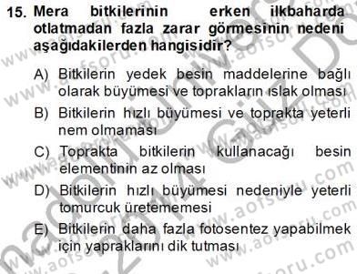Ekoloji ve Çevre Bilgisi Dersi 2013 - 2014 Yılı (Vize) Ara Sınav Soruları 15. Soru
