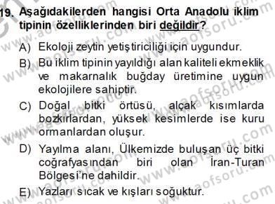 Ekoloji ve Çevre Bilgisi Dersi 2013 - 2014 Yılı (Vize) Ara Sınav Soruları 19. Soru