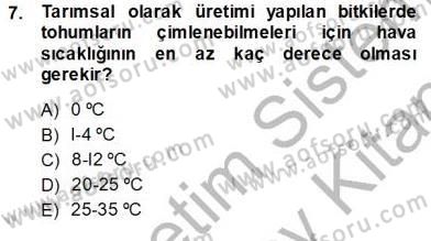Ekoloji ve Çevre Bilgisi Dersi 2013 - 2014 Yılı (Vize) Ara Sınav Soruları 7. Soru