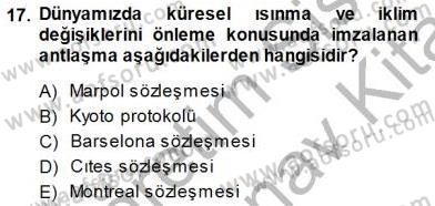 Ekoloji ve Çevre Bilgisi Dersi 2013 - 2014 Yılı (Final) Dönem Sonu Sınav Soruları 17. Soru