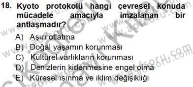 Ekoloji ve Çevre Bilgisi Dersi 2013 - 2014 Yılı Tek Ders Sınav Soruları 18. Soru