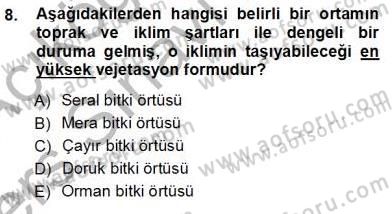 Ekoloji ve Çevre Bilgisi Dersi 2013 - 2014 Yılı Tek Ders Sınav Soruları 8. Soru
