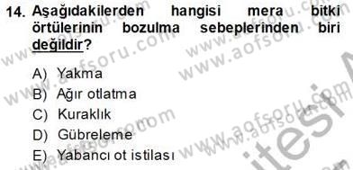 Ekoloji ve Çevre Bilgisi Dersi 2014 - 2015 Yılı (Vize) Ara Sınavı 14. Soru
