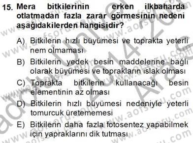 Ekoloji ve Çevre Bilgisi Dersi 2014 - 2015 Yılı (Vize) Ara Sınav Soruları 15. Soru