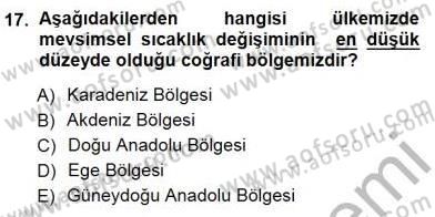 Ekoloji ve Çevre Bilgisi Dersi 2014 - 2015 Yılı (Vize) Ara Sınav Soruları 17. Soru