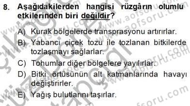 Ekoloji ve Çevre Bilgisi Dersi 2014 - 2015 Yılı (Vize) Ara Sınav Soruları 8. Soru