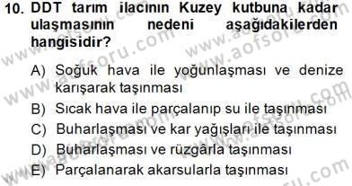 Ekoloji ve Çevre Bilgisi Dersi 2014 - 2015 Yılı (Final) Dönem Sonu Sınav Soruları 10. Soru