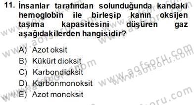 Ekoloji ve Çevre Bilgisi Dersi 2014 - 2015 Yılı (Final) Dönem Sonu Sınavı 11. Soru