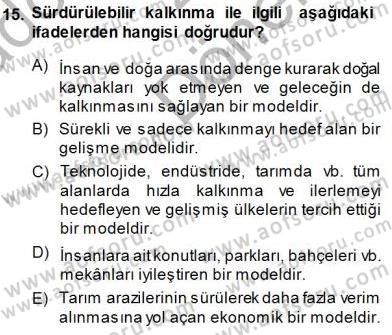 Ekoloji ve Çevre Bilgisi Dersi 2014 - 2015 Yılı (Final) Dönem Sonu Sınav Soruları 15. Soru