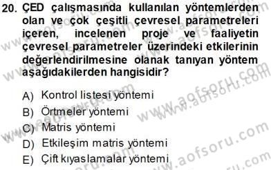 Ekoloji ve Çevre Bilgisi Dersi 2014 - 2015 Yılı (Final) Dönem Sonu Sınav Soruları 20. Soru