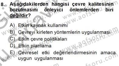 Ekoloji ve Çevre Bilgisi Dersi 2014 - 2015 Yılı (Final) Dönem Sonu Sınav Soruları 8. Soru