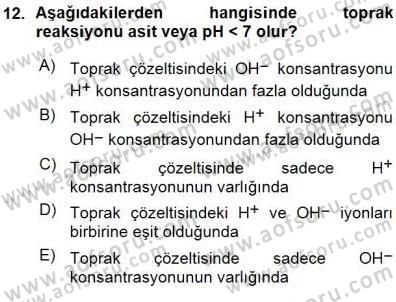 Ekoloji ve Çevre Bilgisi Dersi 2015 - 2016 Yılı (Vize) Ara Sınav Soruları 12. Soru