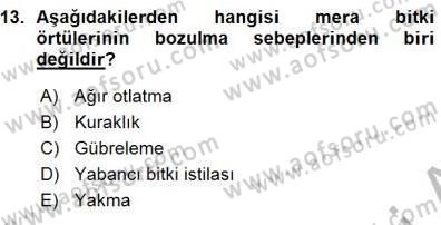 Ekoloji ve Çevre Bilgisi Dersi 2015 - 2016 Yılı (Vize) Ara Sınav Soruları 13. Soru