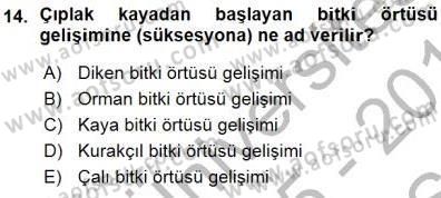 Ekoloji ve Çevre Bilgisi Dersi 2015 - 2016 Yılı (Vize) Ara Sınav Soruları 14. Soru