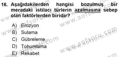 Ekoloji ve Çevre Bilgisi Dersi 2015 - 2016 Yılı (Vize) Ara Sınav Soruları 16. Soru