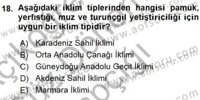 Ekoloji ve Çevre Bilgisi Dersi 2015 - 2016 Yılı (Vize) Ara Sınav Soruları 18. Soru