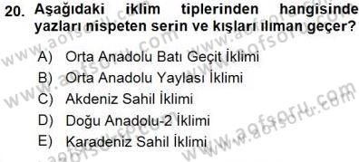 Ekoloji ve Çevre Bilgisi Dersi Ara Sınavı Deneme Sınav Soruları 20. Soru