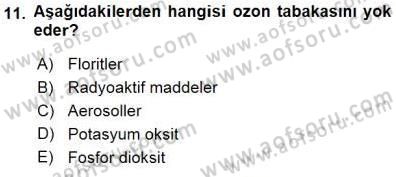 Ekoloji ve Çevre Bilgisi Dersi 2015 - 2016 Yılı (Final) Dönem Sonu Sınav Soruları 11. Soru