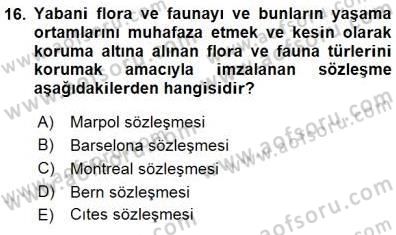 Ekoloji ve Çevre Bilgisi Dersi 2015 - 2016 Yılı (Final) Dönem Sonu Sınav Soruları 16. Soru