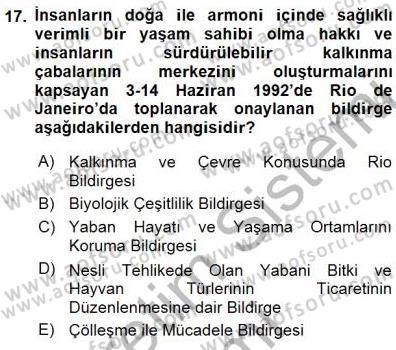 Ekoloji ve Çevre Bilgisi Dersi 2015 - 2016 Yılı (Final) Dönem Sonu Sınav Soruları 17. Soru