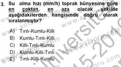 Ekoloji ve Çevre Bilgisi Dersi 2015 - 2016 Yılı (Final) Dönem Sonu Sınav Soruları 3. Soru