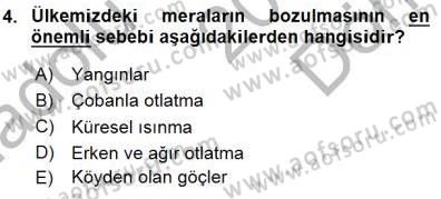 Ekoloji ve Çevre Bilgisi Dersi 2015 - 2016 Yılı (Final) Dönem Sonu Sınav Soruları 4. Soru