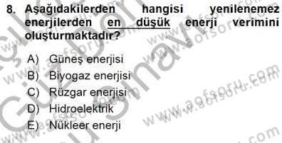 Ekoloji ve Çevre Bilgisi Dersi 2015 - 2016 Yılı (Final) Dönem Sonu Sınav Soruları 8. Soru